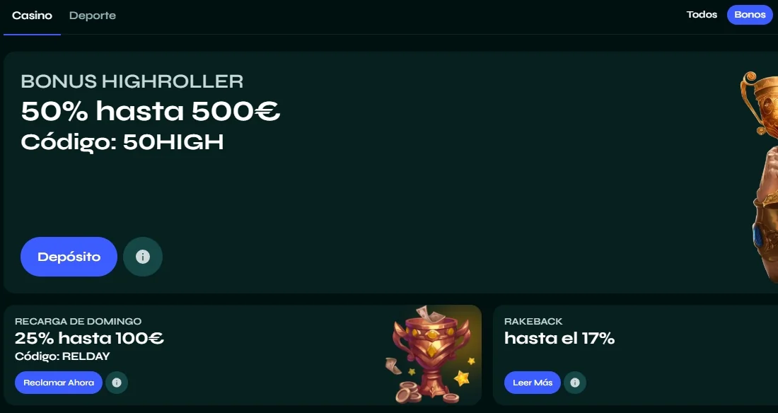 Ofertas de bono Savaspin Página de bonos Savaspin: highroller 50 %, reload dominical y rakeback hasta 17 %